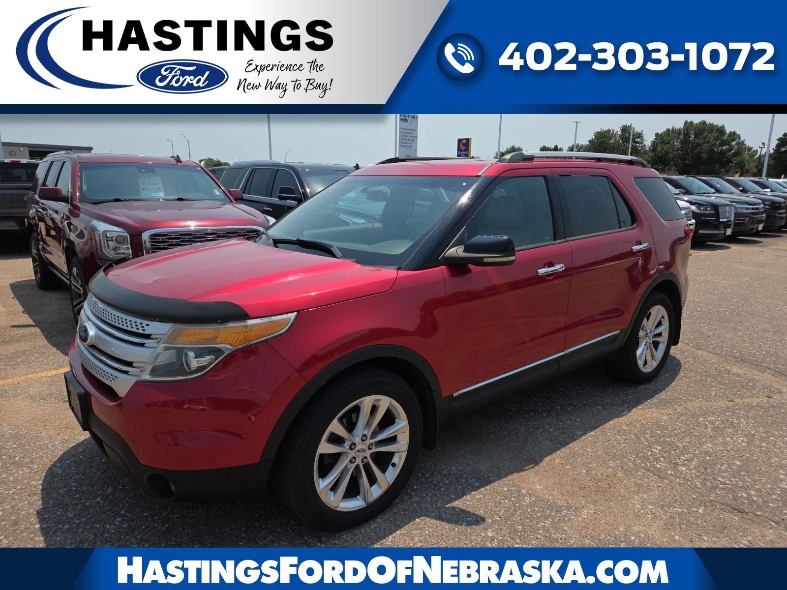 2011 Ford Explorer XLT 202A in Red Candy Metallic Tinted Clearcoat — front three-quarter view