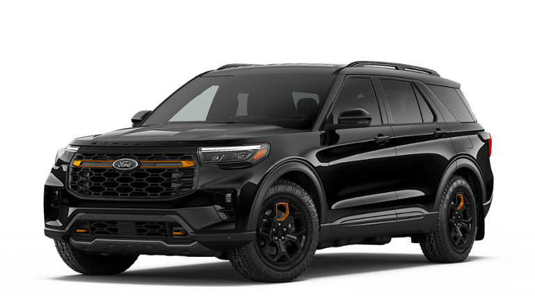 2026 Ford Explorer Tremor in Agate Black Metallic — front three-quarter view