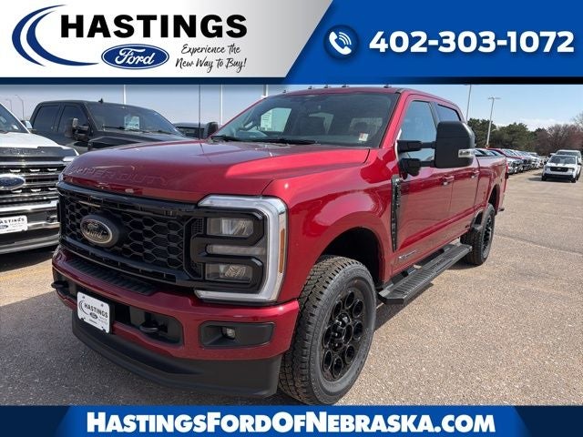 2026 Ford F-350SD XLT in Ruby Red Metallic Tinted Clearcoat — front three-quarter view