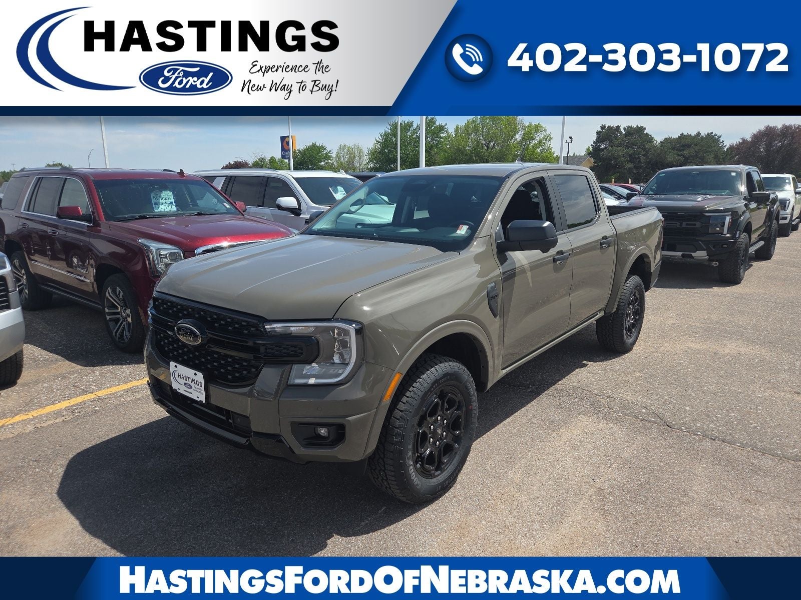 2026 Ford Ranger XLT in Marsh Gray — front three-quarter view