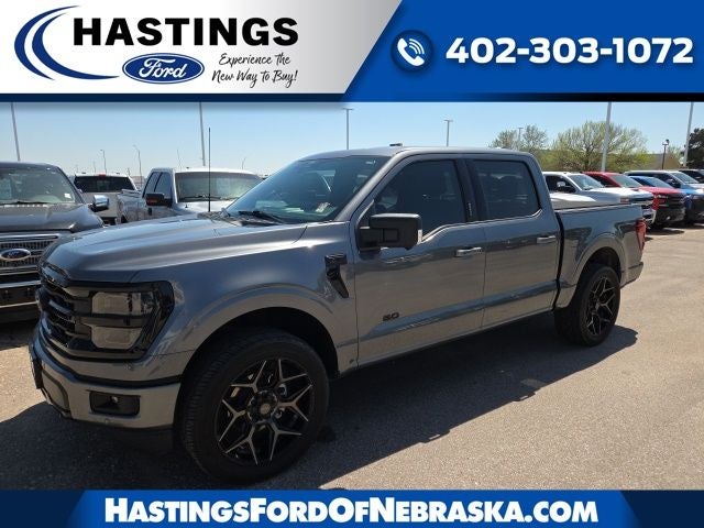 2024 Ford F-150 XLT 303A in Gray Metallic — front three-quarter view