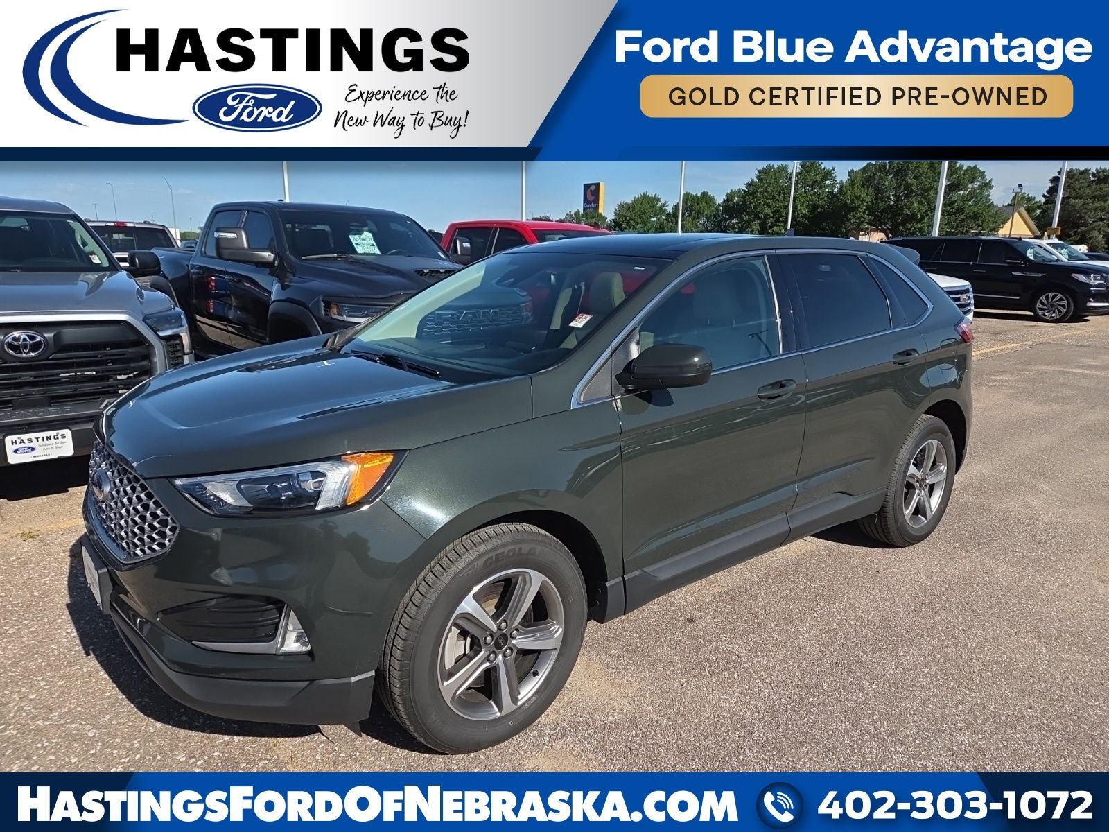 2023 Ford Edge SEL 201A in Green Metallic — front three-quarter view