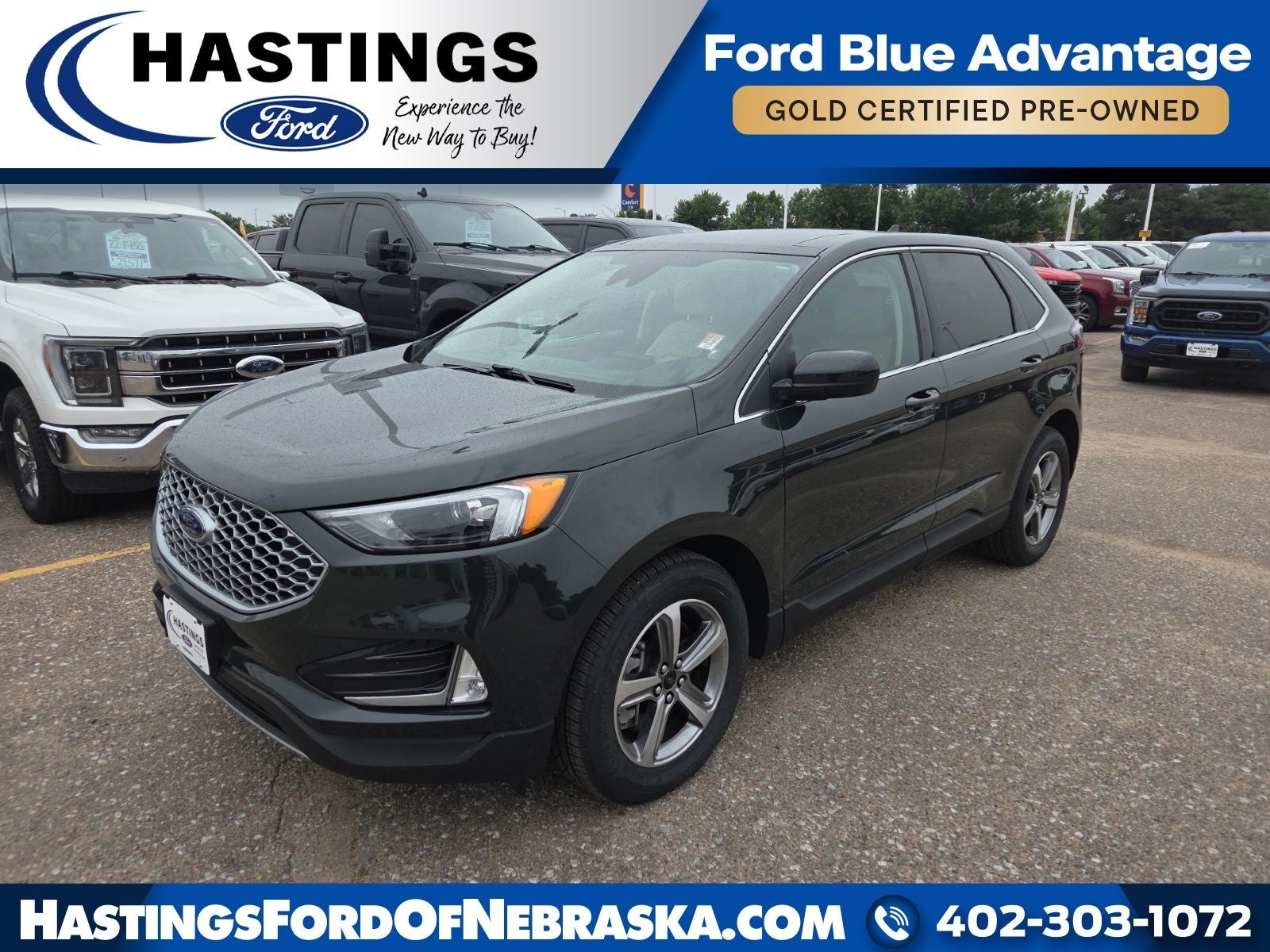 2023 Ford Edge SEL 201A in Green Metallic — front three-quarter view