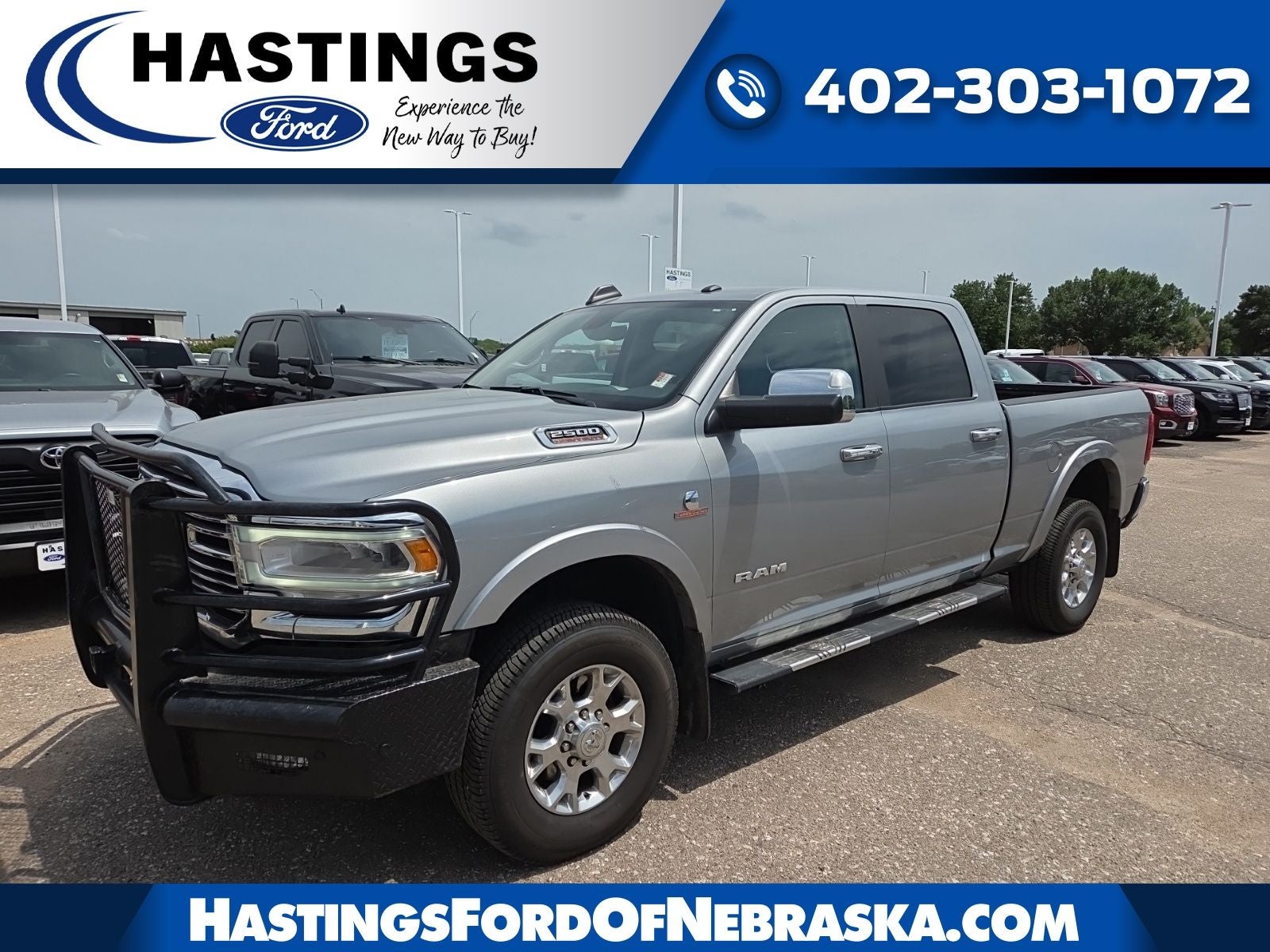 2021 RAM 2500 Laramie in Billet Silver Metallic Clearcoat — front three-quarter view