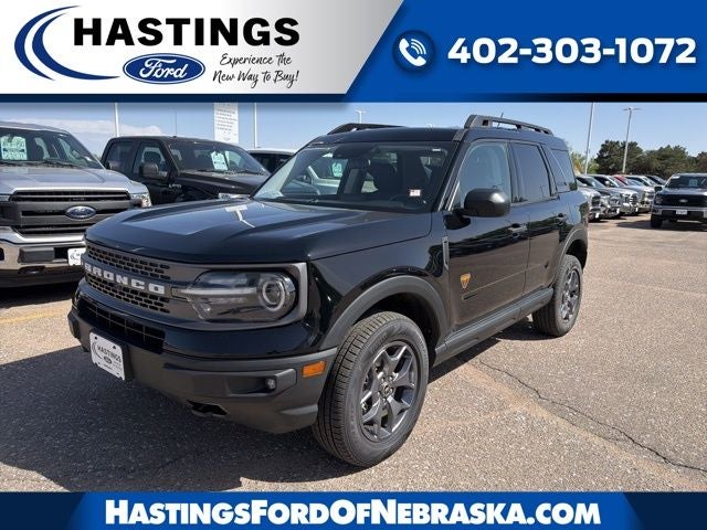 2023 Ford Bronco Sport Badlands 400A in Shadow Black — front three-quarter view