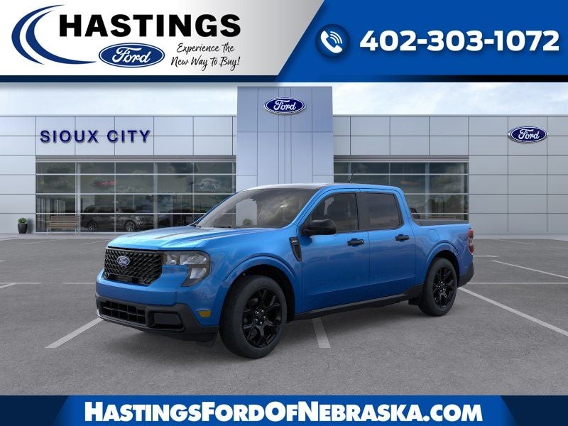 2026 Ford Maverick XLT in Blue — front three-quarter view